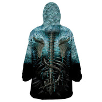 Flame Twin Skull Wearable Blanket Hoodie Skeleton Inside - Wonder Print Shop