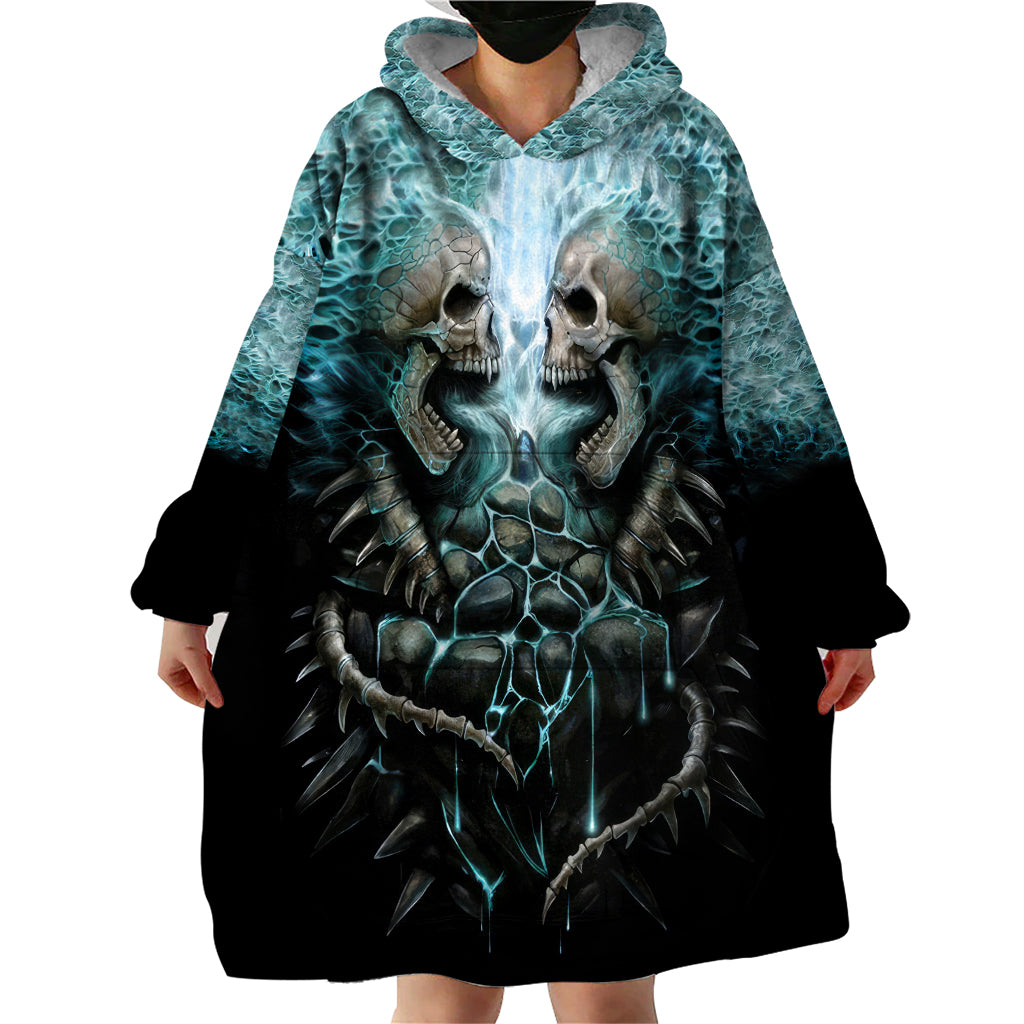 Flame Twin Skull Wearable Blanket Hoodie Skeleton Inside - Wonder Print Shop