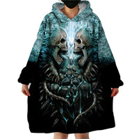 Flame Twin Skull Wearable Blanket Hoodie Skeleton Inside - Wonder Print Shop