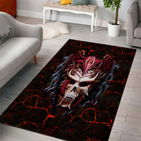 Infernal Draconic Skull Area Rug Embracing the Fiery Soul - Wonder Print Shop