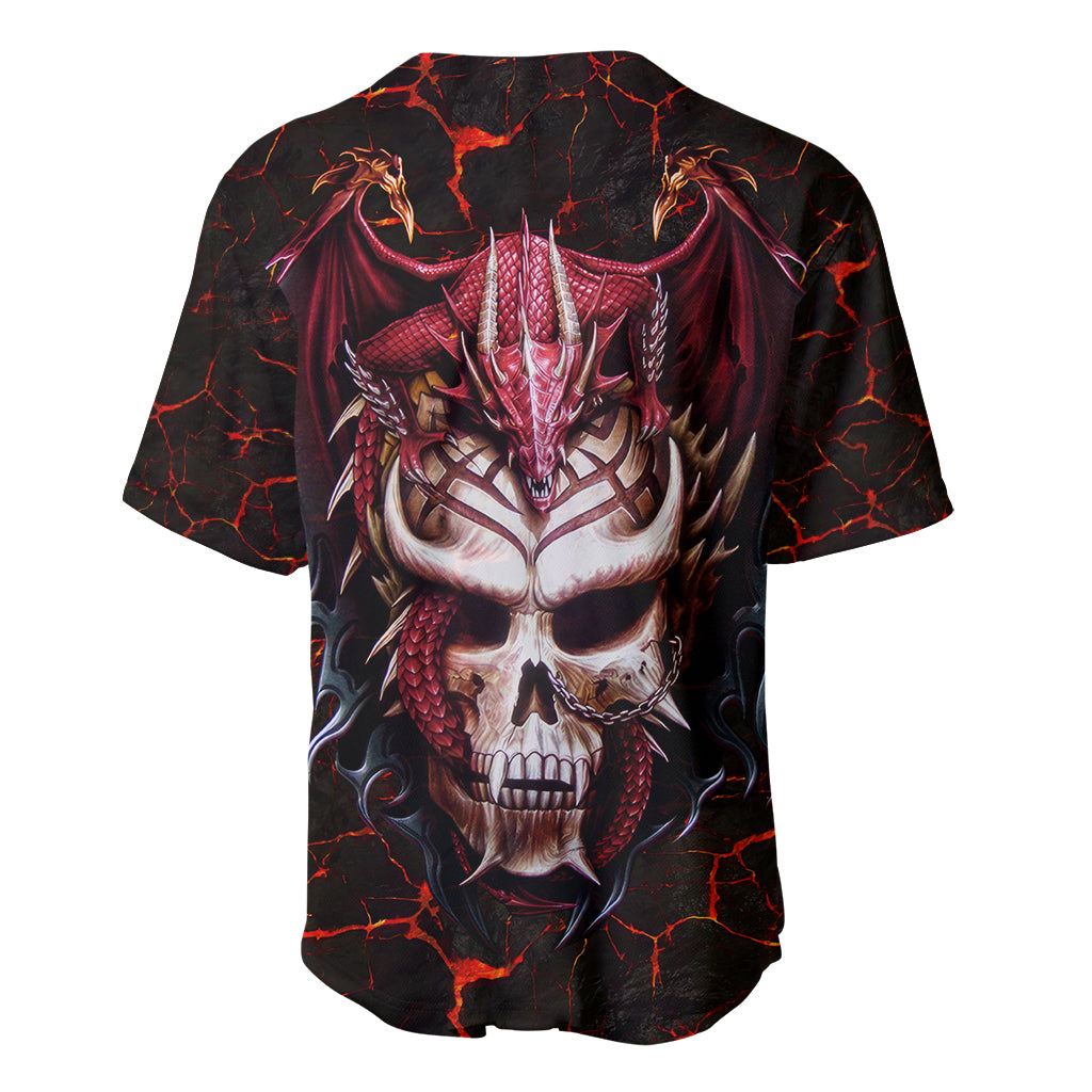 Infernal Draconic Skull Baseball Jersey Embracing the Fiery Soul - Wonder Print Shop