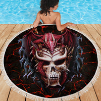 Infernal Draconic Skull Beach Blanket Embracing the Fiery Soul - Wonder Print Shop