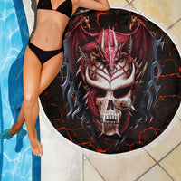 Infernal Draconic Skull Beach Blanket Embracing the Fiery Soul - Wonder Print Shop