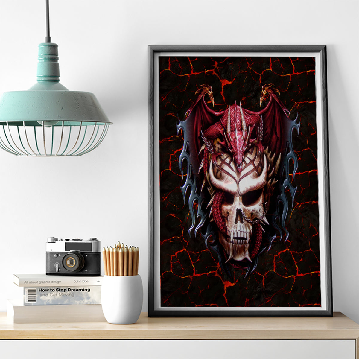 Infernal Draconic Skull Canvas Wall Art Embracing the Fiery Soul - Wonder Print Shop