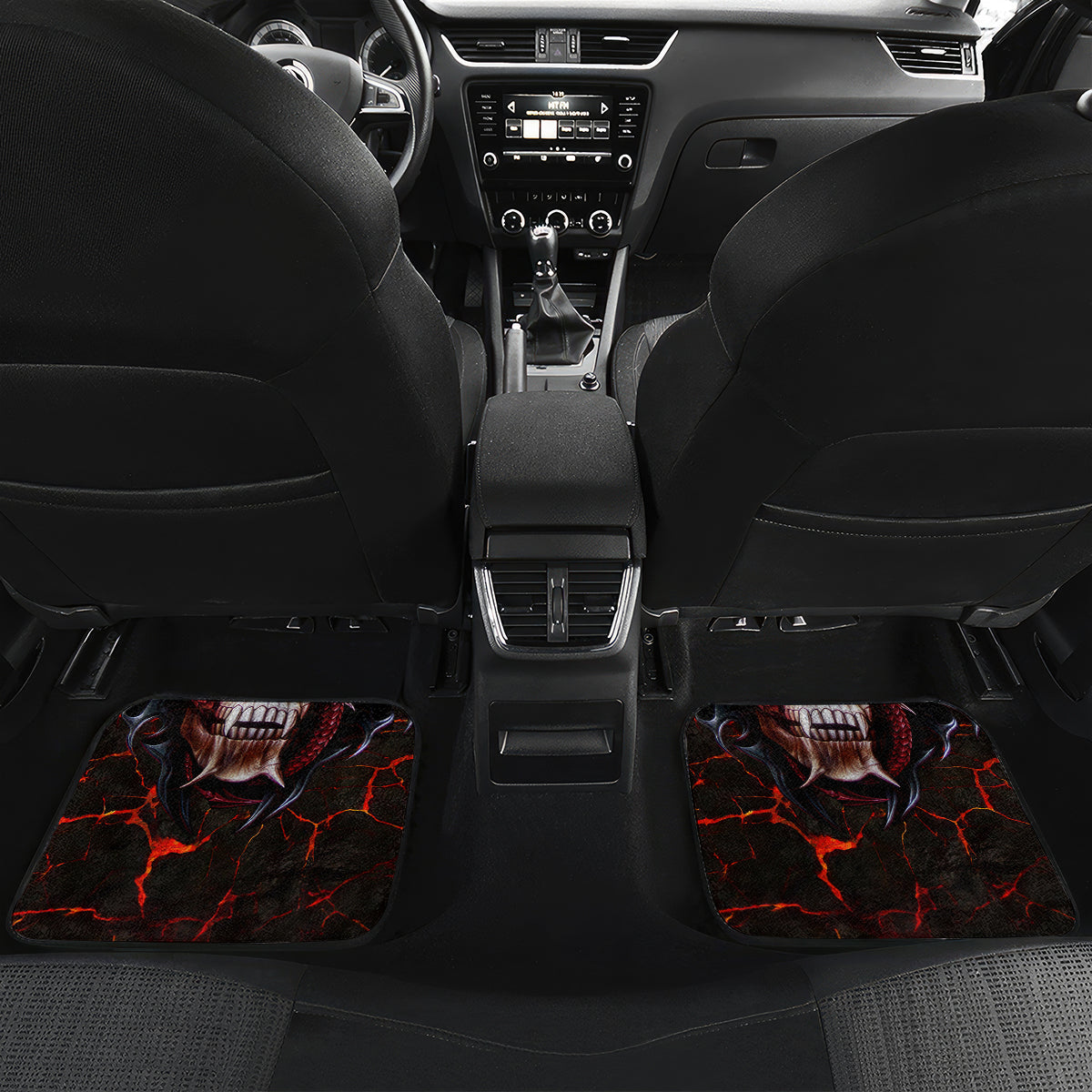 Infernal Draconic Skull Car Mats Embracing the Fiery Soul - Wonder Print Shop