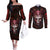 Infernal Draconic Skull Couples Matching Off The Shoulder Long Sleeve Dress and Long Sleeve Button Shirts Embracing the Fiery Soul DT01