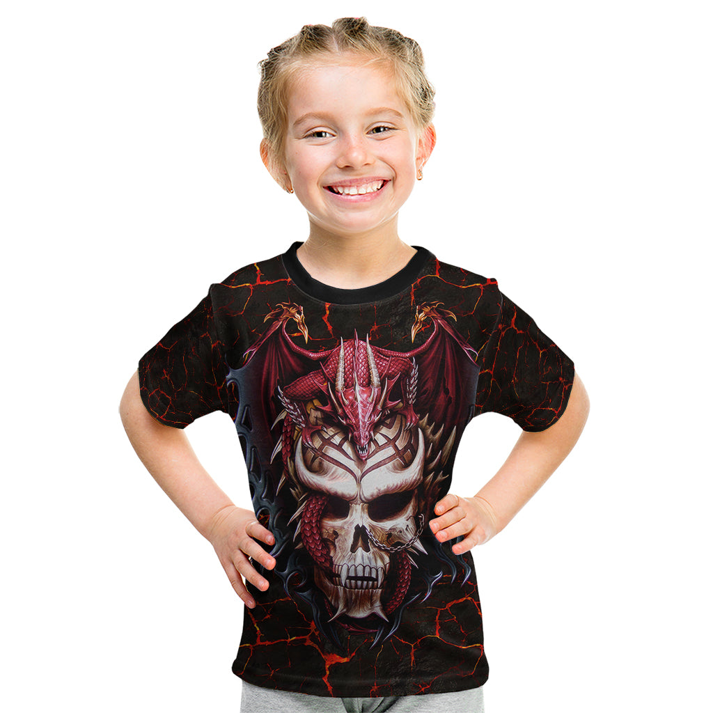 Infernal Draconic Skull Kid T Shirt Embracing the Fiery Soul - Wonder Print Shop