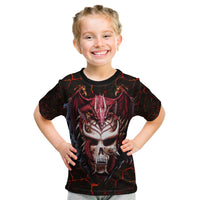 Infernal Draconic Skull Kid T Shirt Embracing the Fiery Soul - Wonder Print Shop
