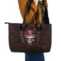 Infernal Draconic Skull Leather Tote Bag Embracing the Fiery Soul - Wonder Print Shop