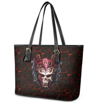 Infernal Draconic Skull Leather Tote Bag Embracing the Fiery Soul - Wonder Print Shop