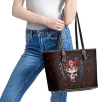 Infernal Draconic Skull Leather Tote Bag Embracing the Fiery Soul - Wonder Print Shop