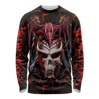 Infernal Draconic Skull Long Sleeve Shirt Embracing the Fiery Soul - Wonder Print Shop