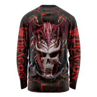 Infernal Draconic Skull Long Sleeve Shirt Embracing the Fiery Soul - Wonder Print Shop