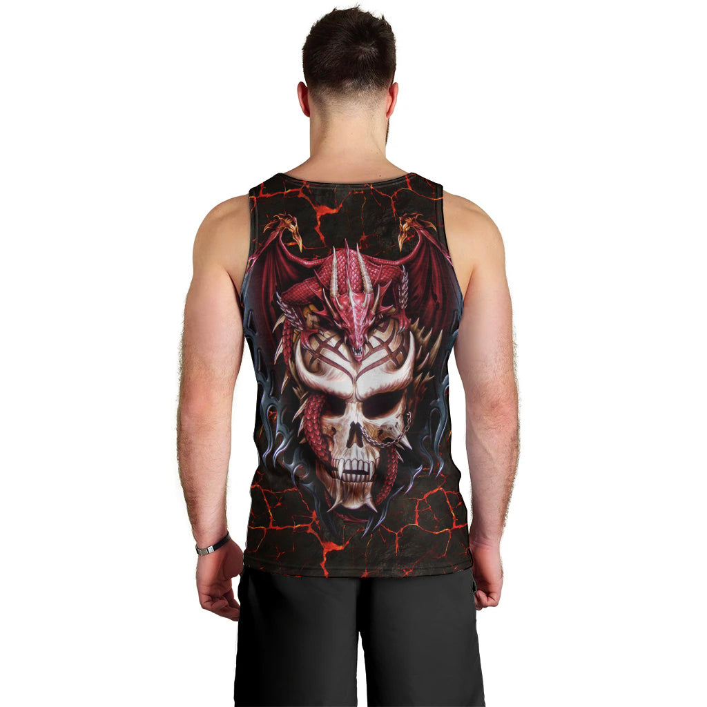 Infernal Draconic Skull Men Tank Top Embracing the Fiery Soul DT01