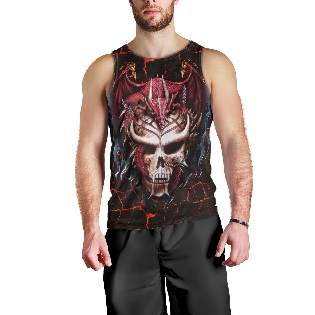 Infernal Draconic Skull Men Tank Top Embracing the Fiery Soul DT01