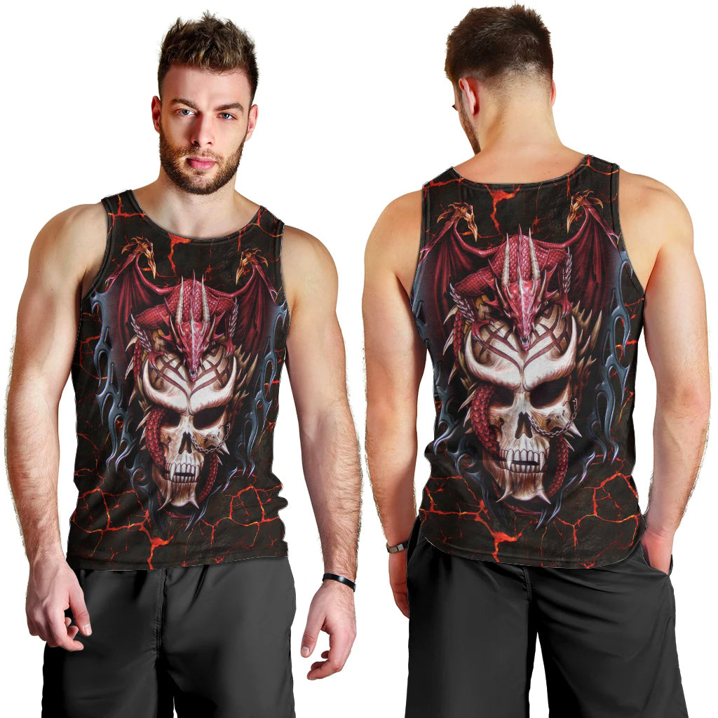 Infernal Draconic Skull Men Tank Top Embracing the Fiery Soul DT01