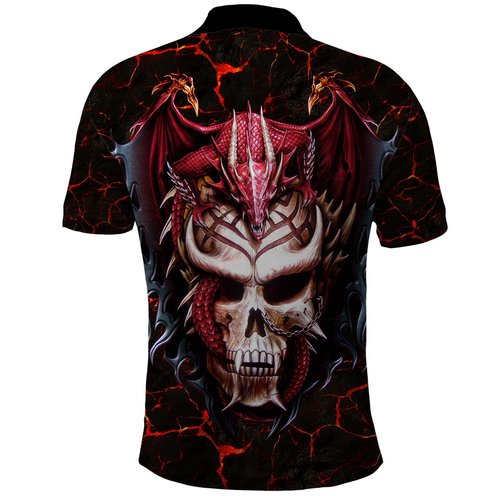 Infernal Draconic Skull Polo Shirt Embracing the Fiery Soul - Wonder Print Shop