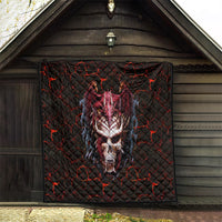 Infernal Draconic Skull Quilt Embracing the Fiery Soul - Wonder Print Shop