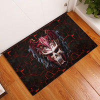 Infernal Draconic Skull Rubber Doormat Embracing the Fiery Soul - Wonder Print Shop