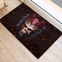 Infernal Draconic Skull Rubber Doormat Embracing the Fiery Soul - Wonder Print Shop