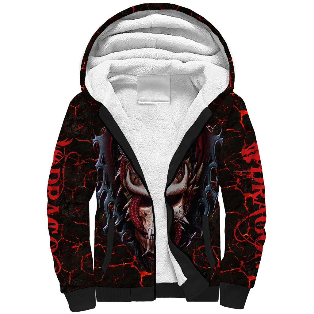 Infernal Draconic Skull Sherpa Hoodie Embracing the Fiery Soul - Wonder Print Shop