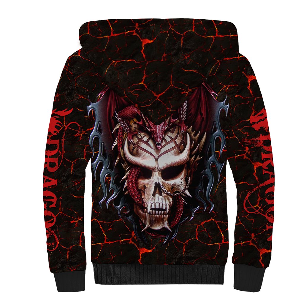 Infernal Draconic Skull Sherpa Hoodie Embracing the Fiery Soul - Wonder Print Shop