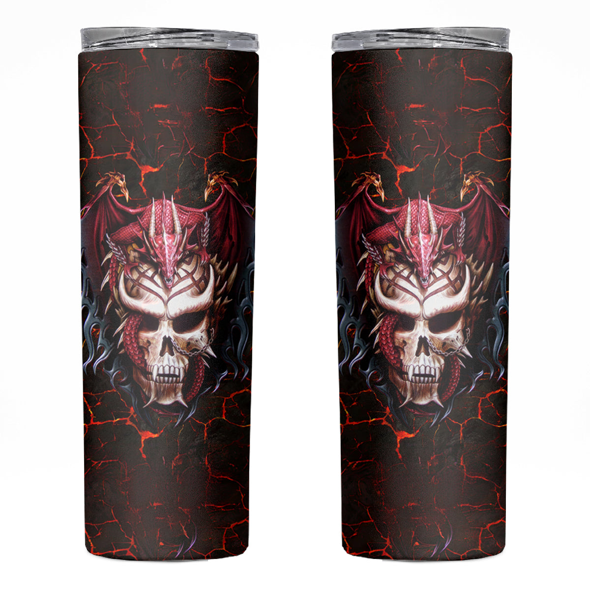 Infernal Draconic Skull Skinny Tumbler Embracing the Fiery Soul - Wonder Print Shop