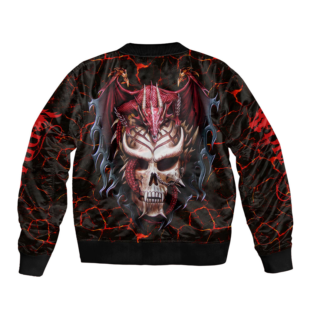 Infernal Draconic Skull Sleeve Zip Bomber Jacket Embracing the Fiery Soul - Wonder Print Shop