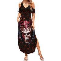 Infernal Draconic Skull Summer Maxi Dress Embracing the Fiery Soul - Wonder Print Shop