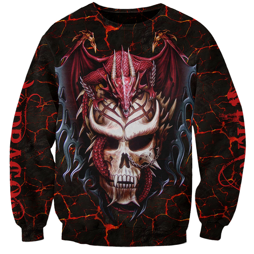 Infernal Draconic Skull Sweatshirt Embracing the Fiery Soul - Wonder Print Shop
