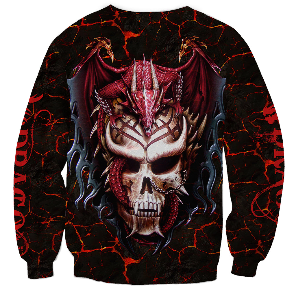Infernal Draconic Skull Sweatshirt Embracing the Fiery Soul - Wonder Print Shop