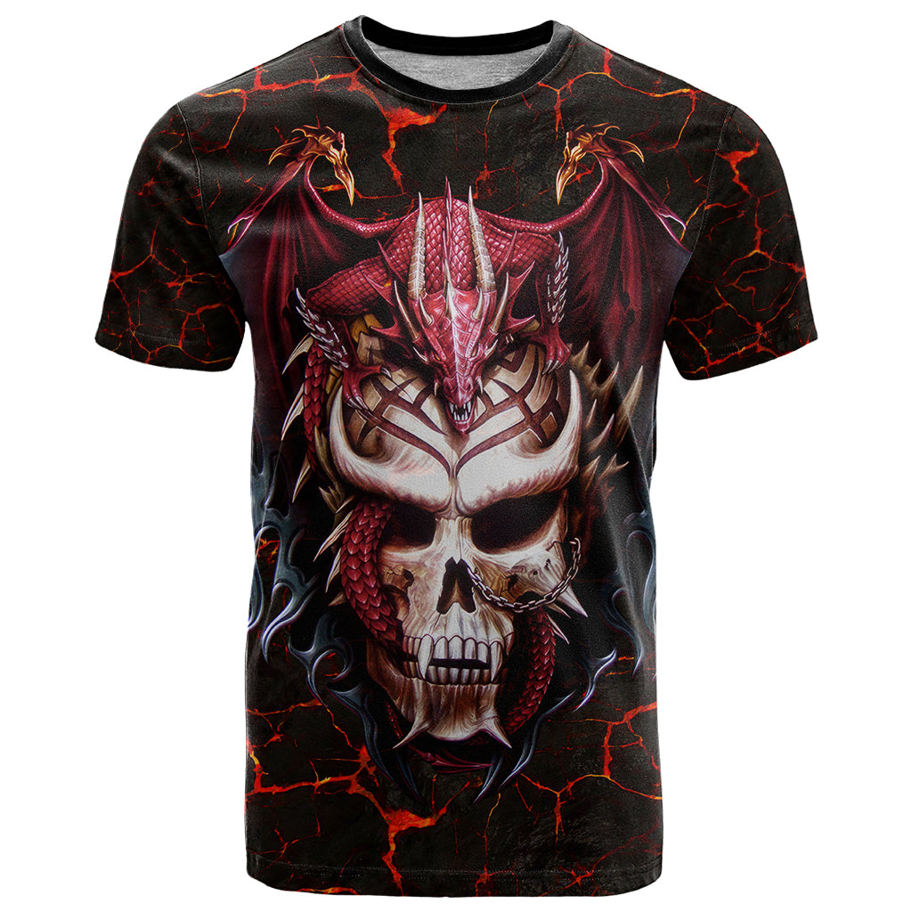 Infernal Draconic Skull T Shirt Embracing the Fiery Soul - Wonder Print Shop