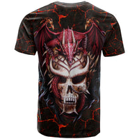 Infernal Draconic Skull T Shirt Embracing the Fiery Soul - Wonder Print Shop