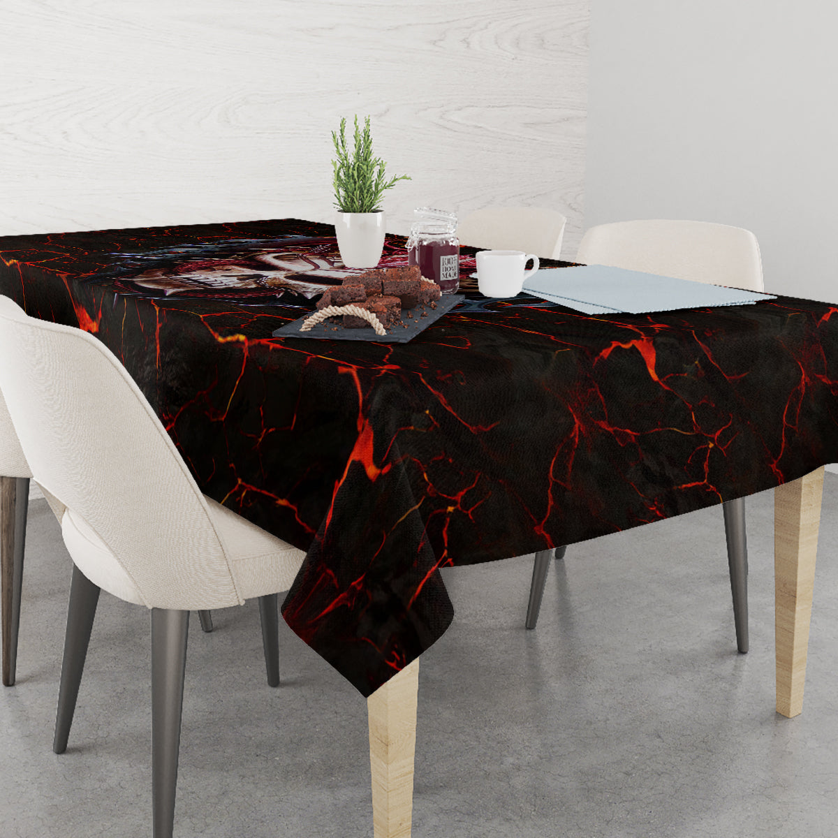 Infernal Draconic Skull Tablecloth Embracing the Fiery Soul - Wonder Print Shop