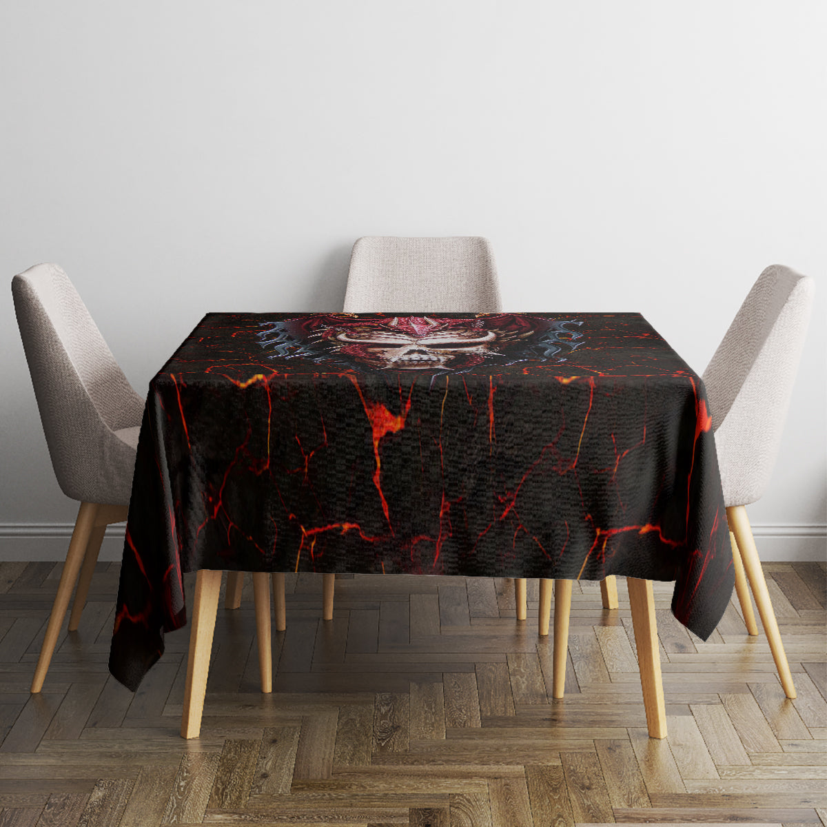 Infernal Draconic Skull Tablecloth Embracing the Fiery Soul - Wonder Print Shop