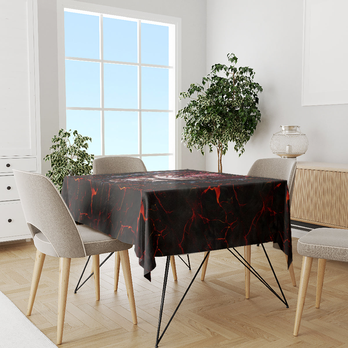Infernal Draconic Skull Tablecloth Embracing the Fiery Soul - Wonder Print Shop