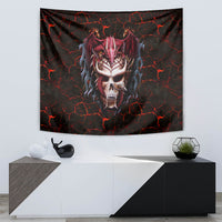 Infernal Draconic Skull Tapestry Embracing the Fiery Soul - Wonder Print Shop