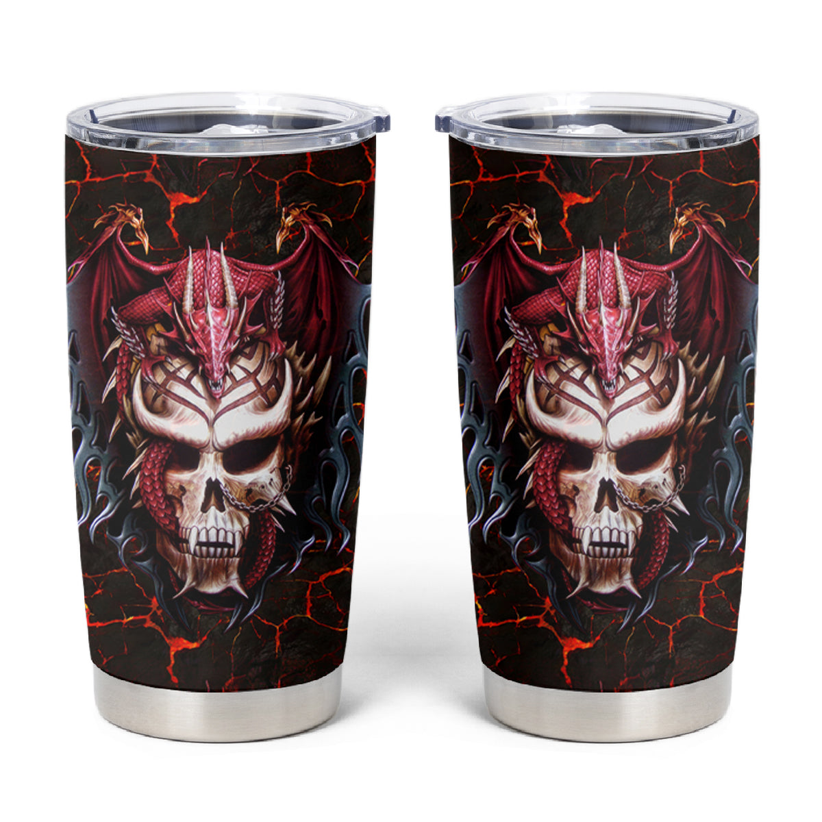 Infernal Draconic Skull Tumbler Cup Embracing the Fiery Soul - Wonder Print Shop