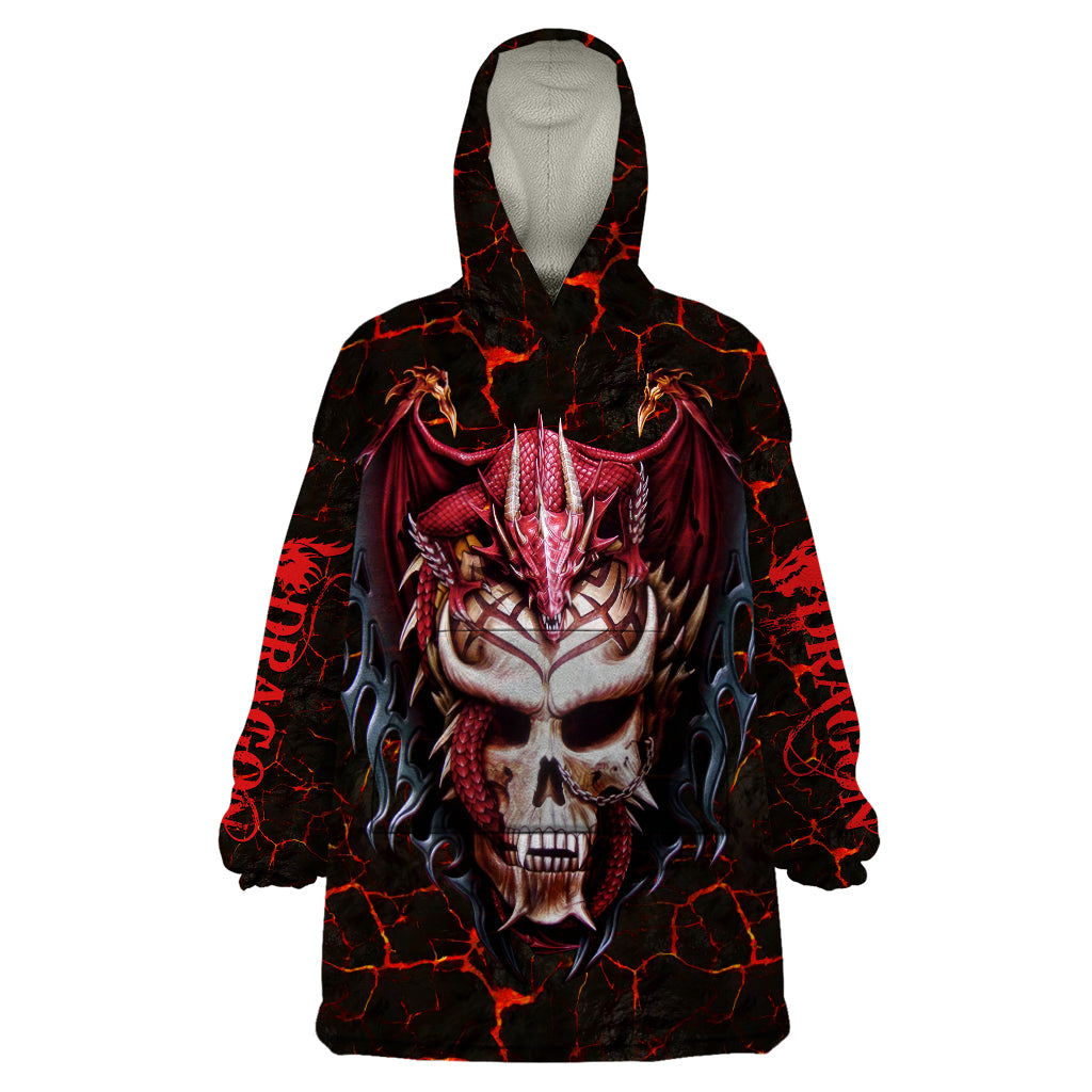 Infernal Draconic Skull Wearable Blanket Hoodie Embracing the Fiery Soul - Wonder Print Shop