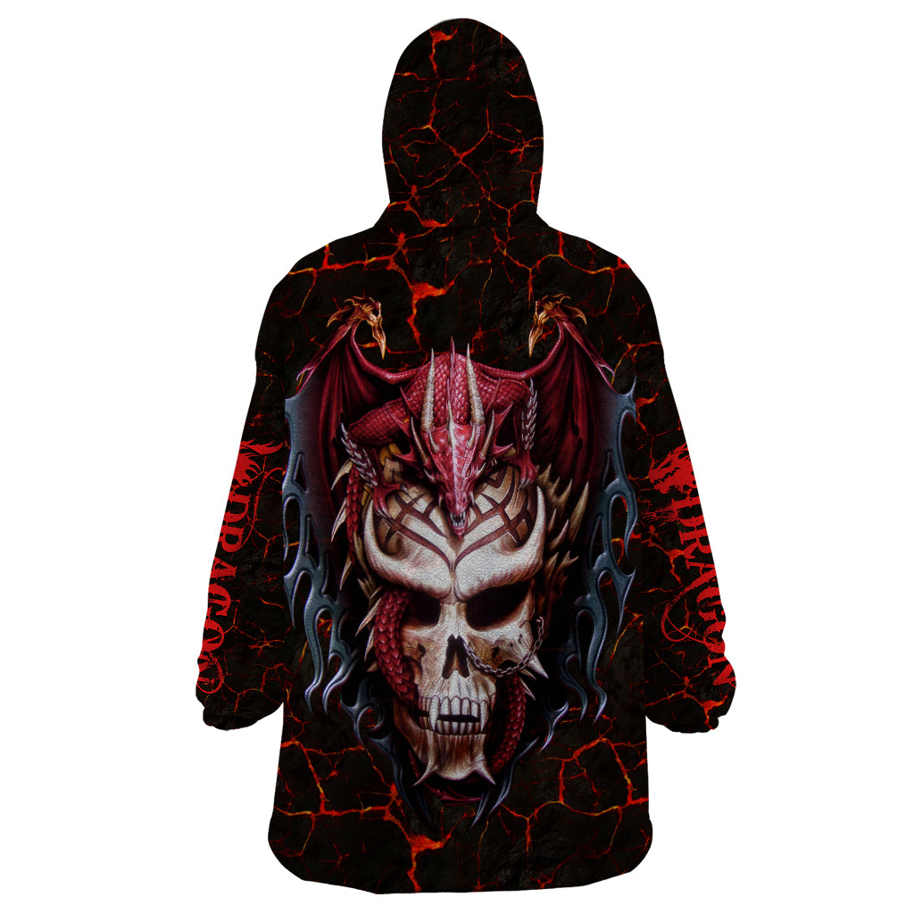 Infernal Draconic Skull Wearable Blanket Hoodie Embracing the Fiery Soul - Wonder Print Shop