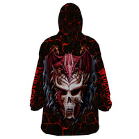 Infernal Draconic Skull Wearable Blanket Hoodie Embracing the Fiery Soul - Wonder Print Shop