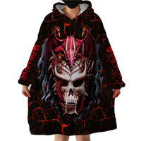 Infernal Draconic Skull Wearable Blanket Hoodie Embracing the Fiery Soul - Wonder Print Shop