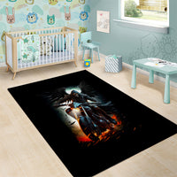 Flaming Skull Area Rug Celestial Riders with Angel Wings - Wonder Print Shop
