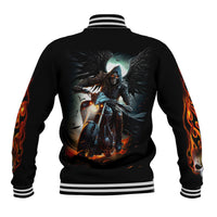 Flaming Skull Baseball Jacket Celestial Riders with Angel Wings - Wonder Print Shop