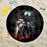 Flaming Skull Beach Blanket Celestial Riders with Angel Wings - Wonder Print Shop