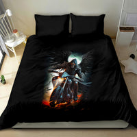 Flaming Skull Bedding Set Celestial Riders with Angel Wings - Wonder Print Shop