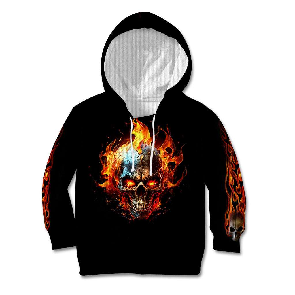 Flaming Skull Kid Hoodie Celestial Riders with Angel Wings - Wonder Print Shop