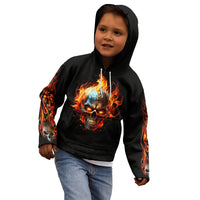 Flaming Skull Kid Hoodie Celestial Riders with Angel Wings - Wonder Print Shop