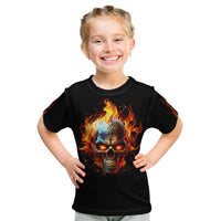 Flaming Skull Kid T Shirt Celestial Riders with Angel Wings - Wonder Print Shop