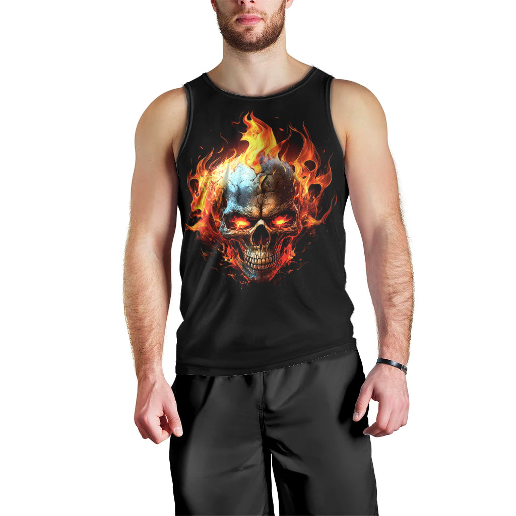 Flaming Skull Men Tank Top Celestial Riders with Angel Wings DT01